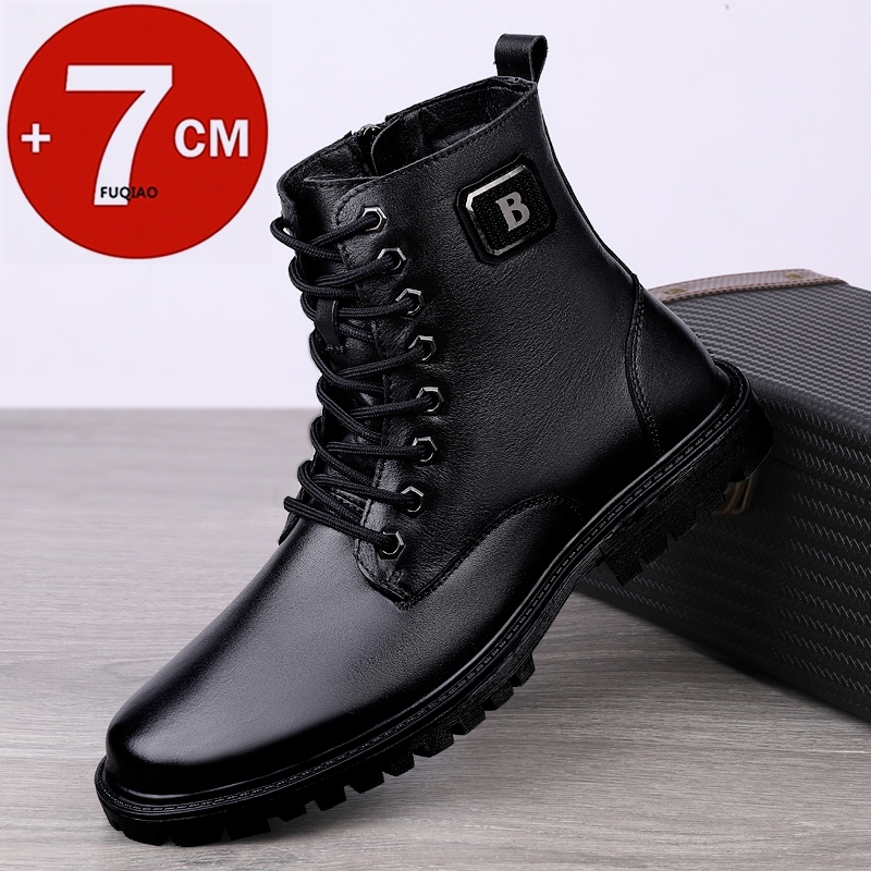 Men Shoes Everyday - Herren-Elevator-Stiefel aus echtem Leder, Winter, warm