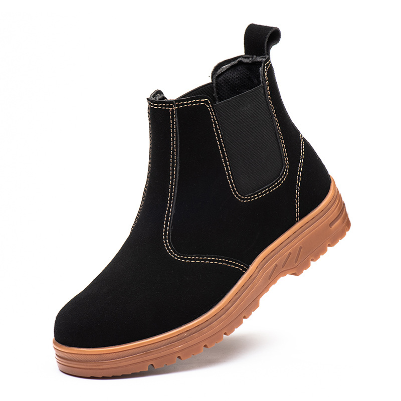 Chelsea Boots Suede - Männer Mode Stahlkappe Arbeitssicherheitsstiefel weiches Leder