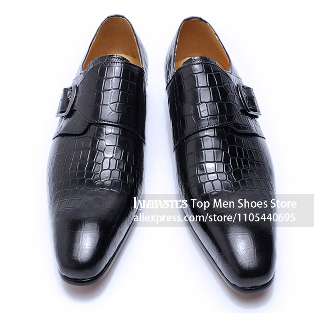 Men'S Shoes Navy Blue - Krokodil-Alligator-Geprägte Lederschuhe Marineblau Hochglanz-Poliertes Obermaterial Business-Schuhe