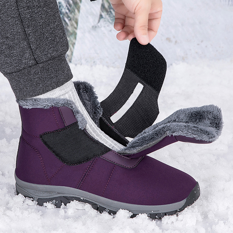 Men'S Shoes Diabetic - Winter-Damen-Schneestiefel mit Pelzfutter, verstellbare Klettverschluss-Diabetikerschuhe für