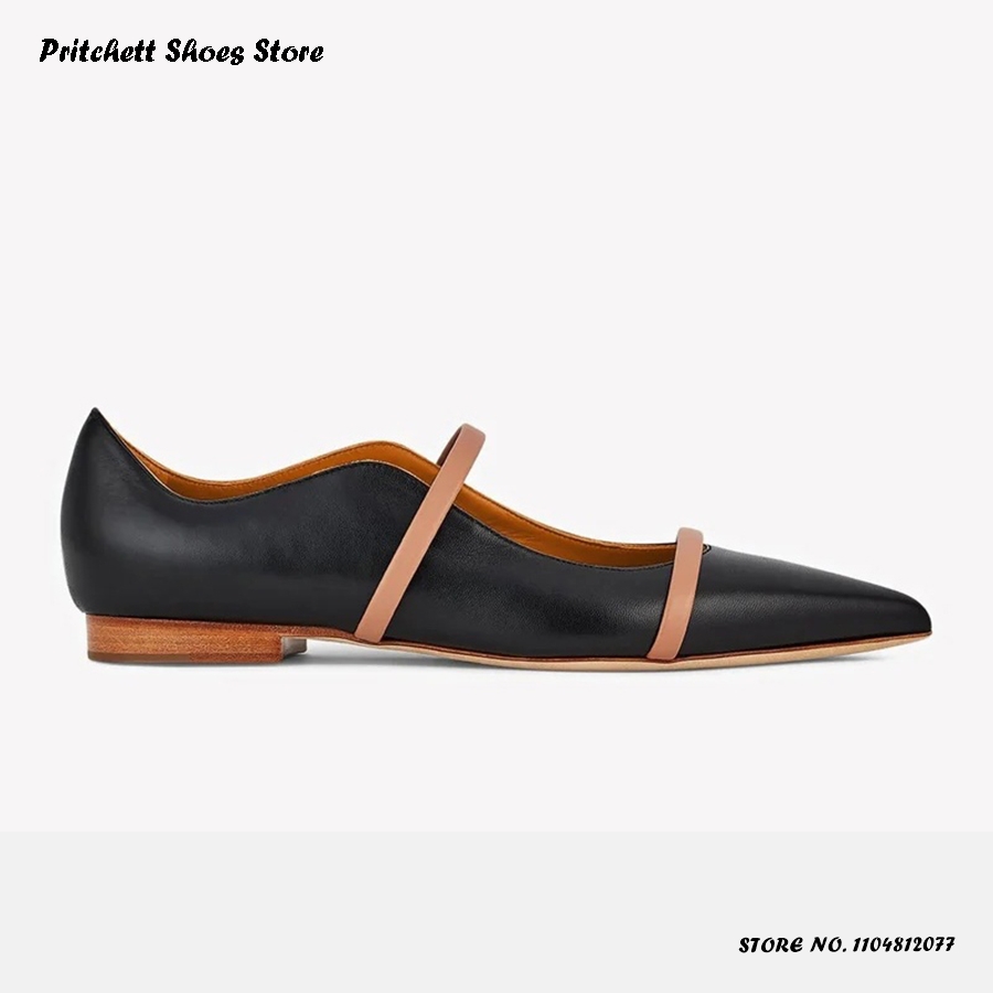 Men Shoes On - Damen-Ballerinas aus Leder mit zwei Riemen,