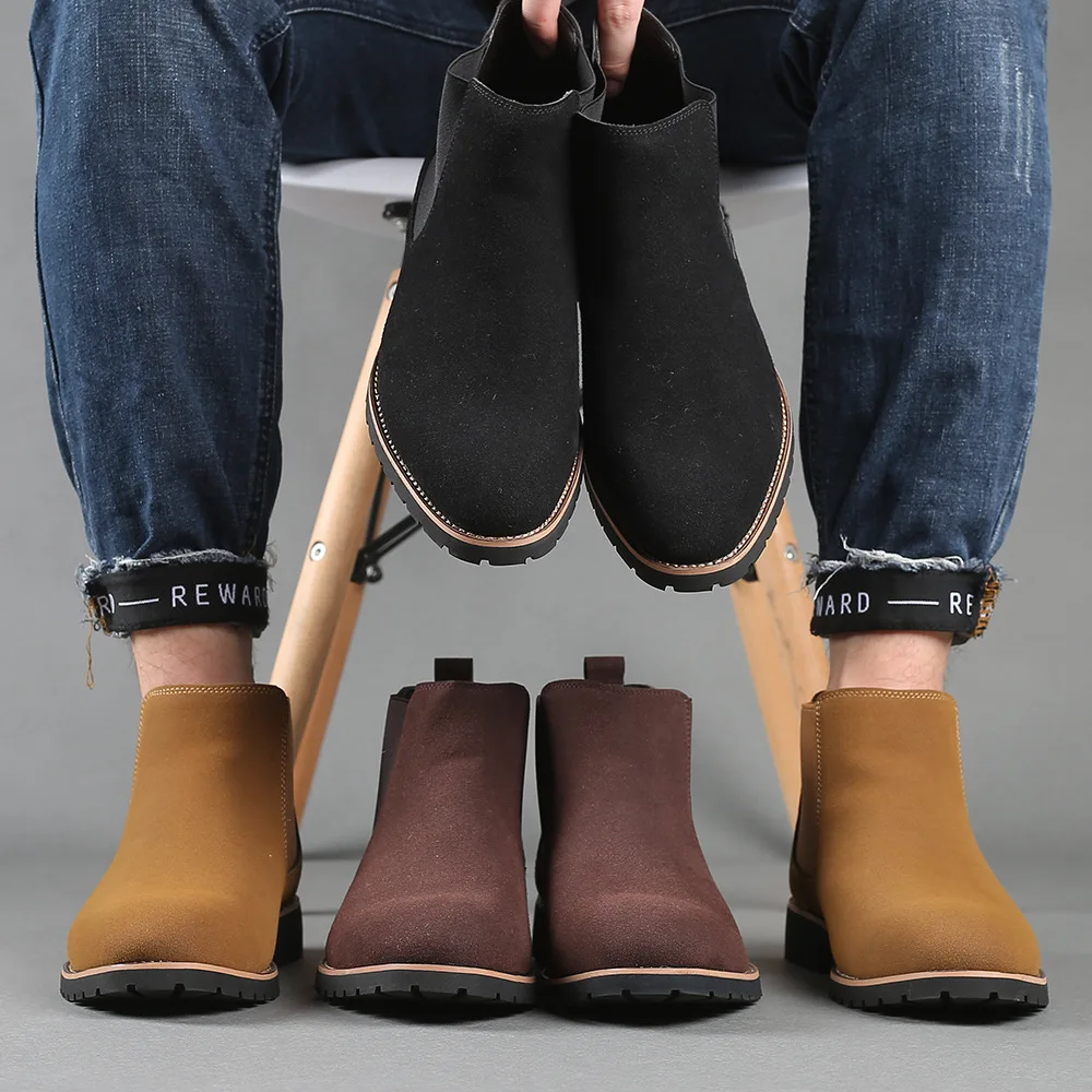 Chelsea Boots Suede - Herren-Stiefeletten, britischer Stil, Wildlederstiefel, modische Chelsea-Stiefel