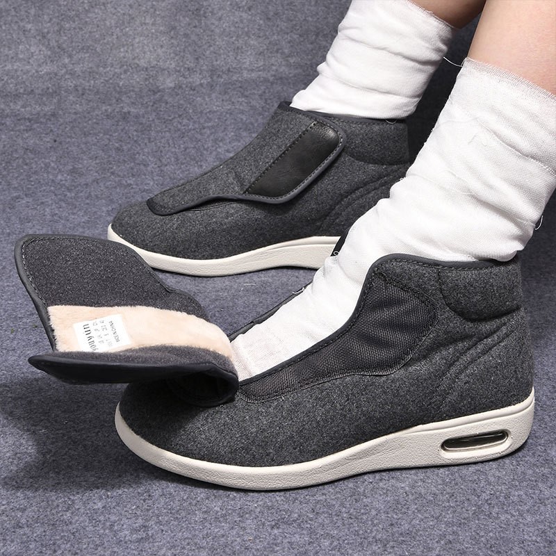 Men'S Shoes Diabetic - Winter-Samt-Orthopädieschuhe für Breite Füße und Geschwollene