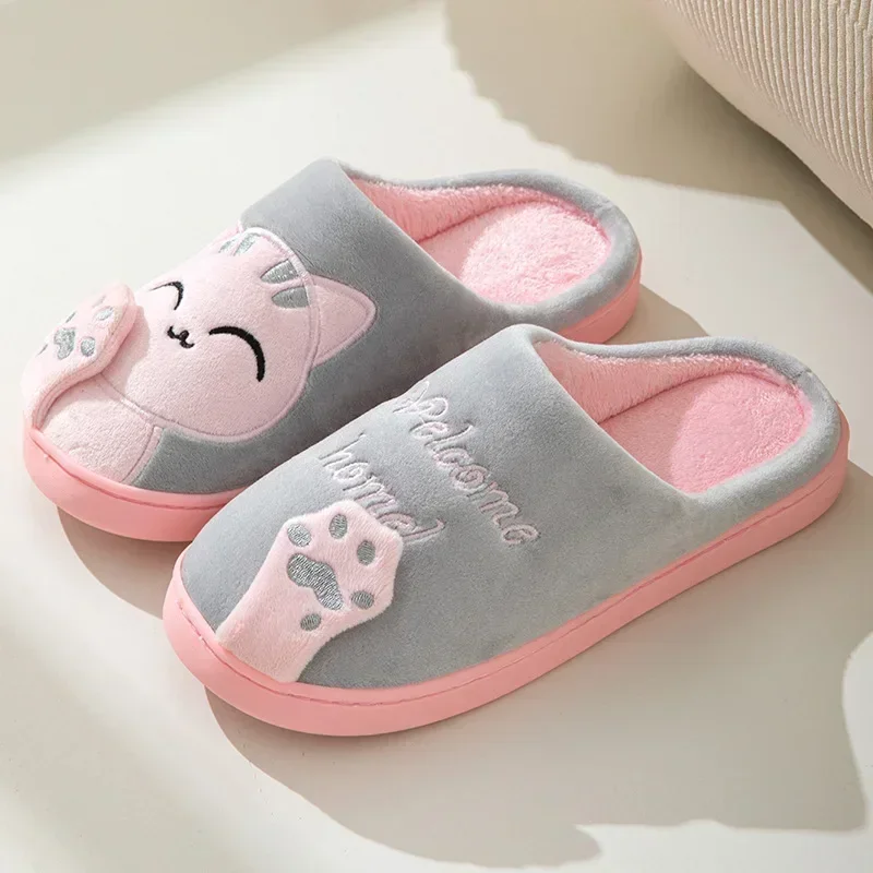 Men'S Shoes Grip - Hause Flauschige Katze Hausschuhe Frauen Winter