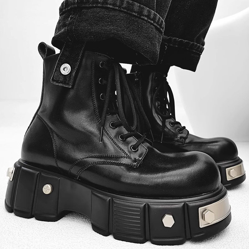 Men Shoes Brands - Italienische Markendesigner-Stiefel mit hohem Plateau für