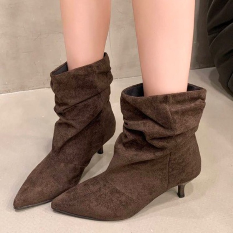 Chelsea Boots Suede - Braune Retro Elegante Designer-Stiefeletten für Damen,