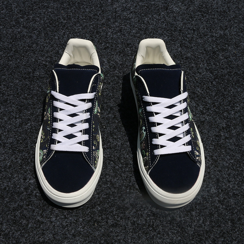 Men'S Shoes Navy Blue - Sommerliche marineblaue bedruckte Schuhe in großen