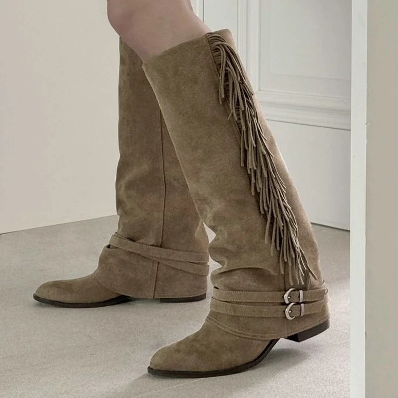 Frauen Kniehohe Stiefel Quaste – Chelsea Boots Suede Bewertung und Preis